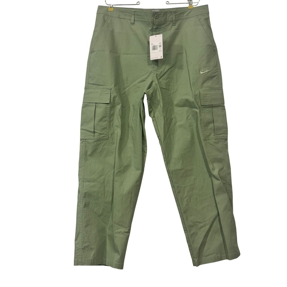 Nike Mens Cargo Pants Olive Green Ripstop Straight Leg FZ5765-386 36x30 NEW